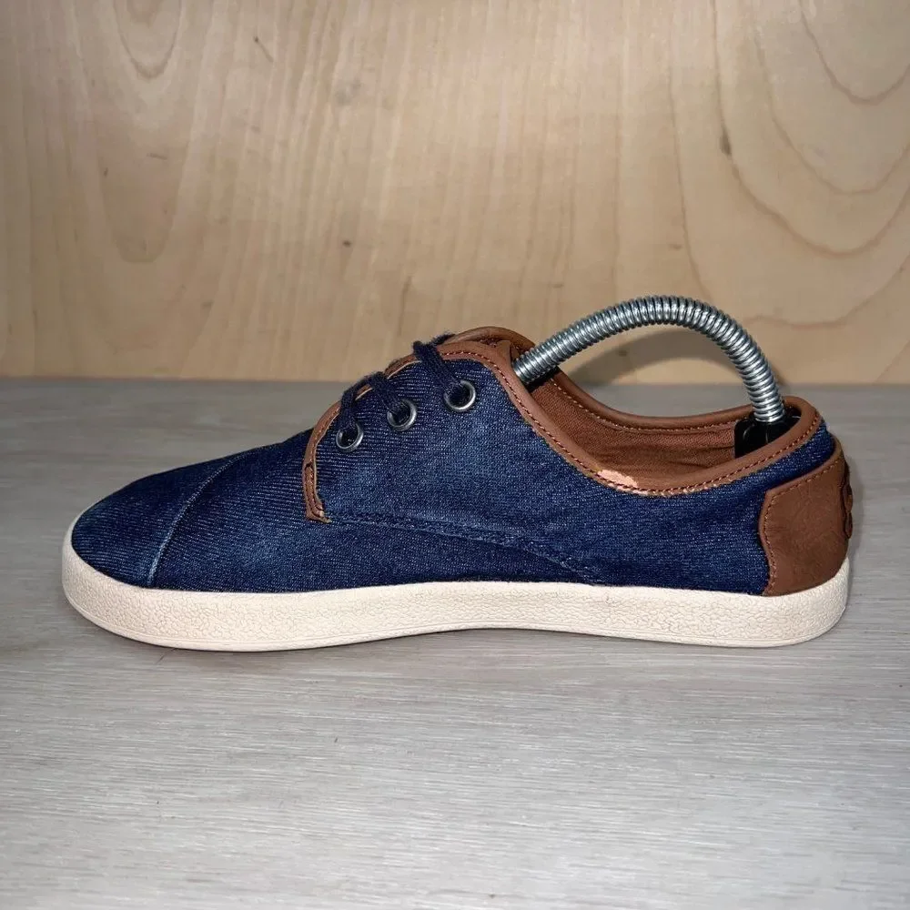 Toms‎ Paseo Blue Denim Lace Up Shoes Youth 4 UK 3 EURO 36